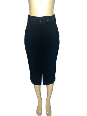 Zara High-Waist Black Pencil Skirt with Belt